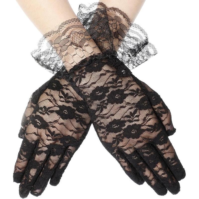 Sieviešu mežģīņu cimdi - īss izsmalcināts stils, tējas sanāksmei, saglabā siltumu pavasarī