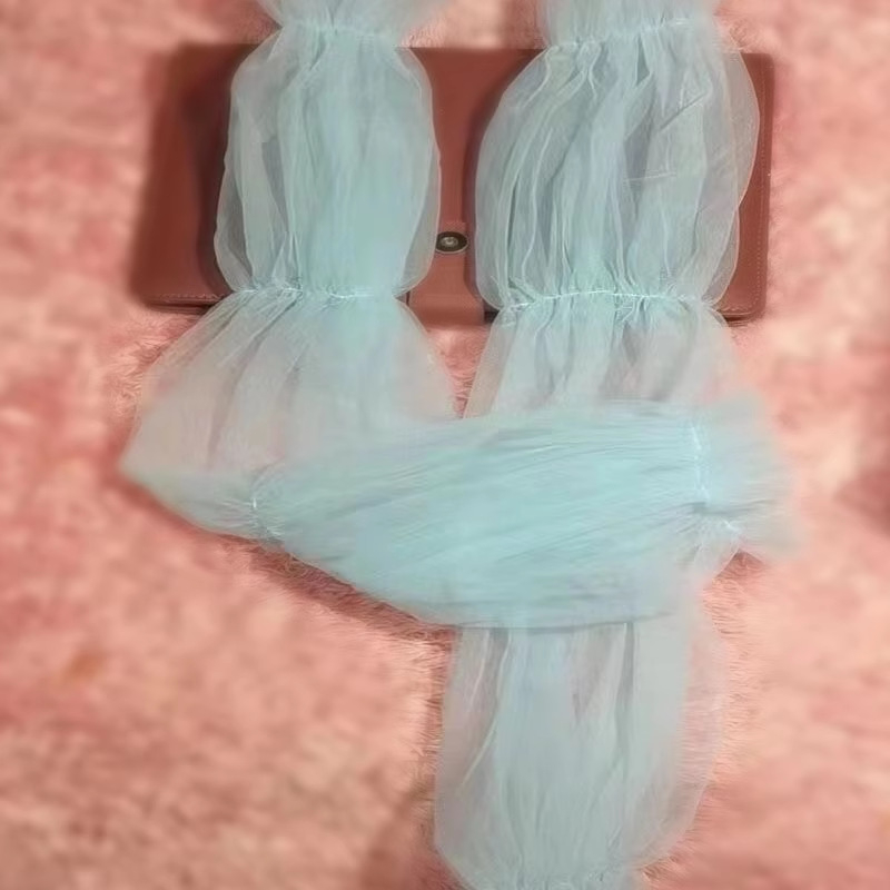 Mežģīņu tīkla pūkainās piedurknes kāzu kleitai — sievietēm dekoratīvās piedurknes, garš modes stils, pavasaris/vasara