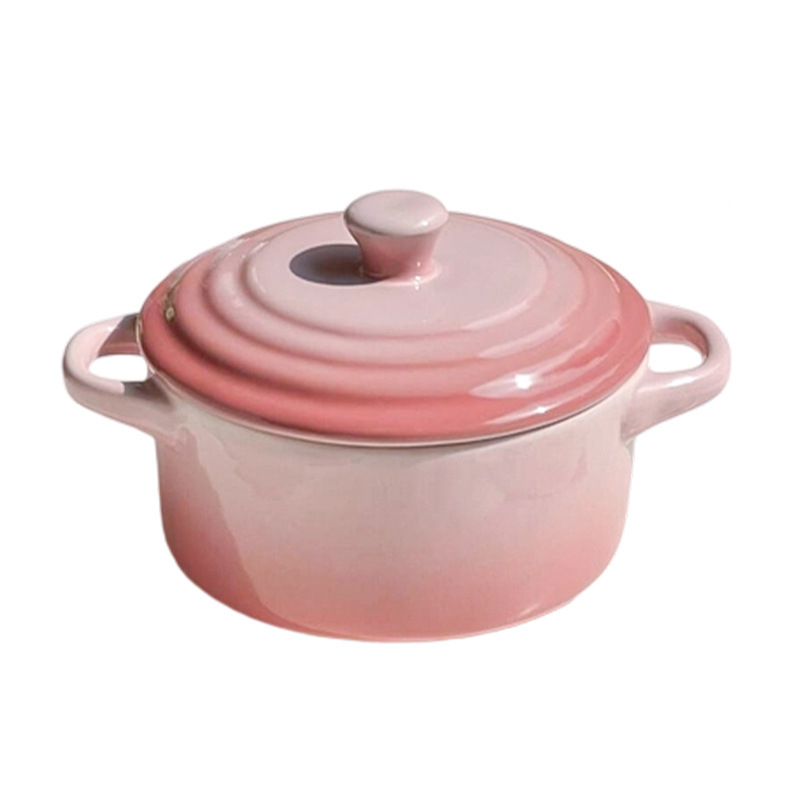 Keraminė dubenėlė su dangteliu ir dviem rankenėlėmis, tinkama mikrobangoms, apvalios formos, skirta kiaušinių garinimui ir vandens vonelėje troškinimui