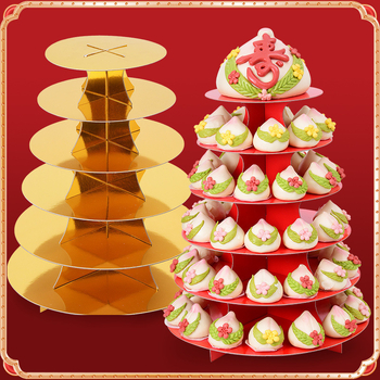 Daugiapakopis parodymojo stovas senjorų gimtadienio šventei su Jiaodong rankų darbo garuose virtais bandelėmis ir tradiciniais pyragais, modernus minimalistinis stilius, Unique, 2023