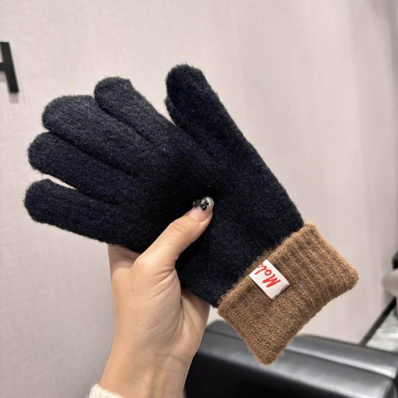 Mănuși tricotate cu touchscreen pentru femei – Cinci degete, antiderapante, rezistente la uzură, pentru ciclism de iarnă, material bumbac/ice silk