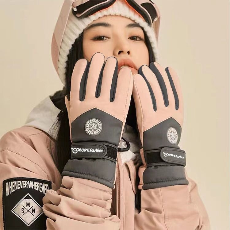 Unisex žiemos slidinėjimo pirštinės su vandeniui atsparumu, anti-slip ir dilimo atsparumu, išorė: medvilnė, Ice Silk vidus, velvet pamušalas, Flip-cover stilius