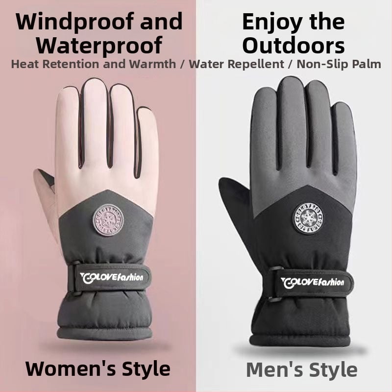 Unisex žiemos slidinėjimo pirštinės su vandeniui atsparumu, anti-slip ir dilimo atsparumu, išorė: medvilnė, Ice Silk vidus, velvet pamušalas, Flip-cover stilius