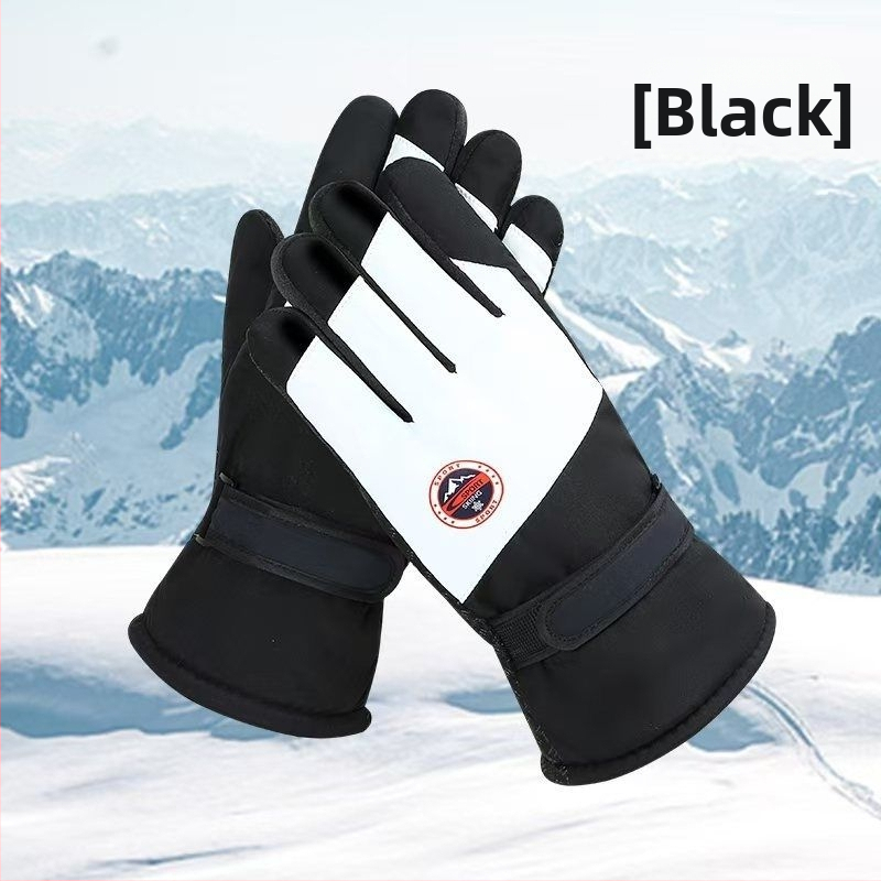 Unisex žiemos slidinėjimo pirštinės su vandeniui atsparumu, anti-slip ir dilimo atsparumu, išorė: medvilnė, Ice Silk vidus, velvet pamušalas, Flip-cover stilius