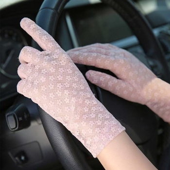 UV apsaugos pirštinės su nėriniu, elastinės, vieno dydžio, neslystančios, vairavimui ir lauko naudojimui, poliesteris