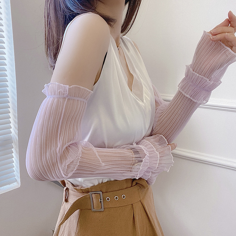 Manșete UV cu dantelă pentru femei – vară, pentru ciclism în aer liber și condus, 100% poliester, stil Fashionable commuting, sezonul 2025 vară