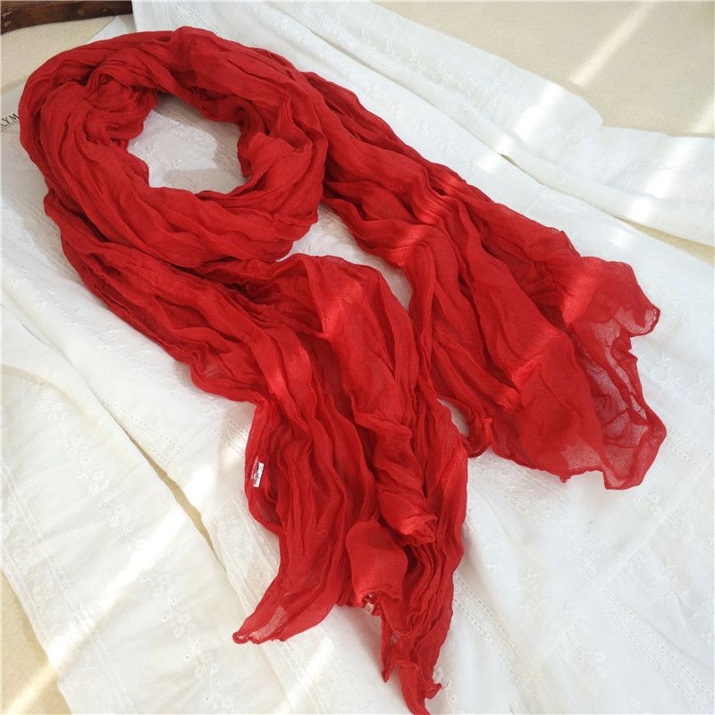 Kokvilnas un lina šalle ar plisētā dizaina, piemērota pavasarim, 2021. gada vasaras izlaidums, noliktavā