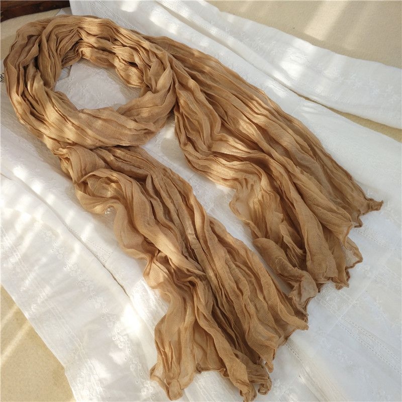 Kokvilnas un lina šalle ar plisētā dizaina, piemērota pavasarim, 2021. gada vasaras izlaidums, noliktavā