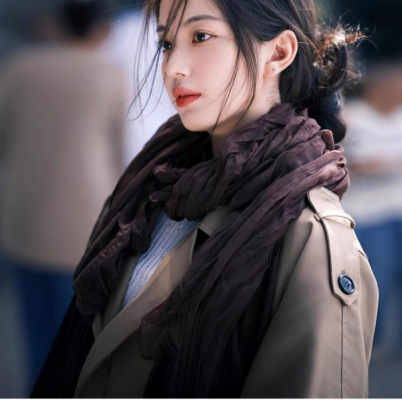 Kokvilnas un lina šalle ar plisētā dizaina, piemērota pavasarim, 2021. gada vasaras izlaidums, noliktavā