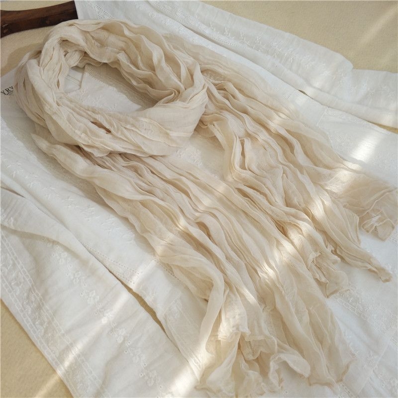 Kokvilnas un lina šalle ar plisētā dizaina, piemērota pavasarim, 2021. gada vasaras izlaidums, noliktavā