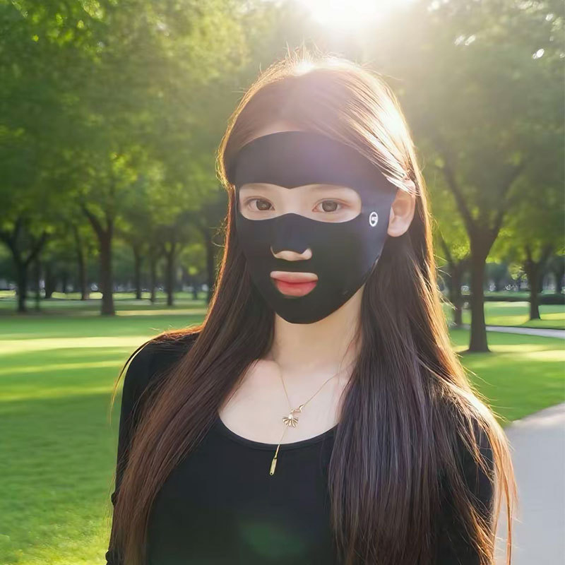 Maska za lice s potpunom zaštitom od sunca za žene, prozračna najlon tkanina, sadržaj najlona 81–95%, za vanjske sportove (biciklizam, trčanje, golf)