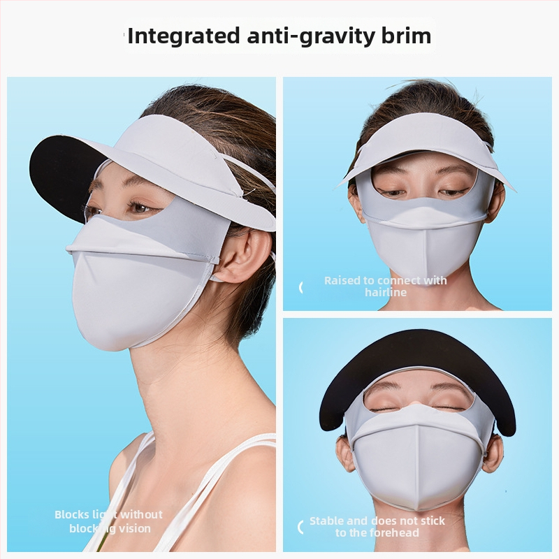 Maska za sunčevu zaštitu cijelog lica s pokrivenim vratom, dišna Ice Silk Facekini, najlon tkanina
