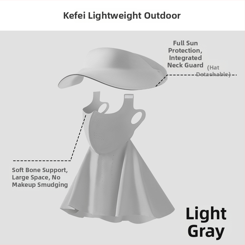 Maska za sunčevu zaštitu cijelog lica s pokrivenim vratom, dišna Ice Silk Facekini, najlon tkanina