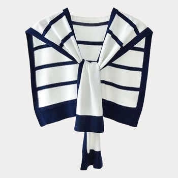 Svītrainas adījuma šalle no kodola pavediena, visām sezonām, uzsākta 2023. gada vasarā