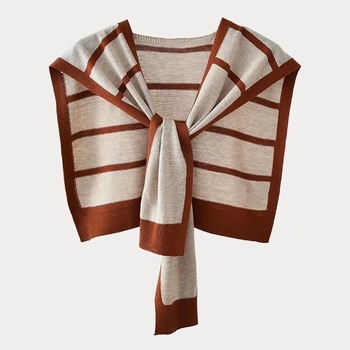 Svītrainas adījuma šalle no kodola pavediena, visām sezonām, uzsākta 2023. gada vasarā