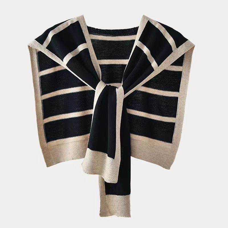 Svītrainas adījuma šalle no kodola pavediena, visām sezonām, uzsākta 2023. gada vasarā