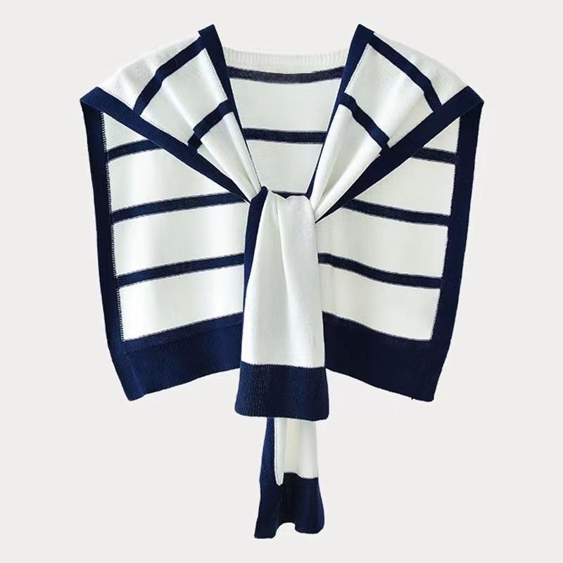 Svītrainas adījuma šalle no kodola pavediena, visām sezonām, uzsākta 2023. gada vasarā