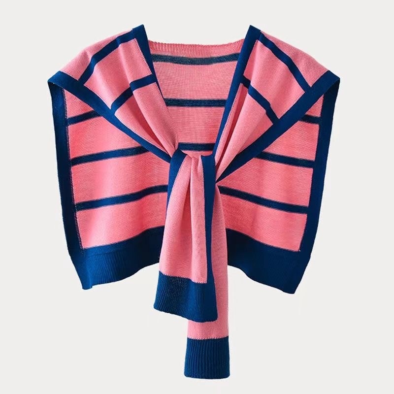 Svītrainas adījuma šalle no kodola pavediena, visām sezonām, uzsākta 2023. gada vasarā