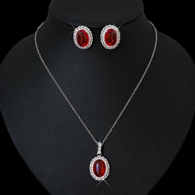 Antikni nadahnut set cirkonija nakita: ogrlica i naušnice s bakrenom podlogom, O-lanac, inlay završna obrada, privjesci od cirkonija, uzorci Ljubav, Kap vode, Zvono