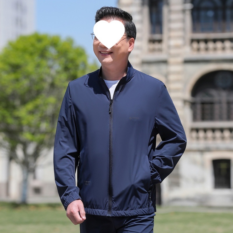 Vīriešu saules aizsardzības krekls no plānas ice-silk auduma, brīvs griezums, noņemama kapuce un rāvējslēdzējs priekšā