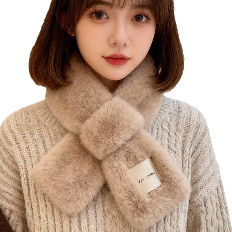 Plušasti šal za žene, zima, korejski stil, umjetna kunića dlaka, topao, warp knitting tehnologija