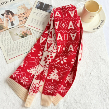 Božišni pleteni šal za žene, dvostrani, warp-knit tkanje, materijal: imitacija kašmira i poliester, uzorak snježne pahulje, sladak, princes stil