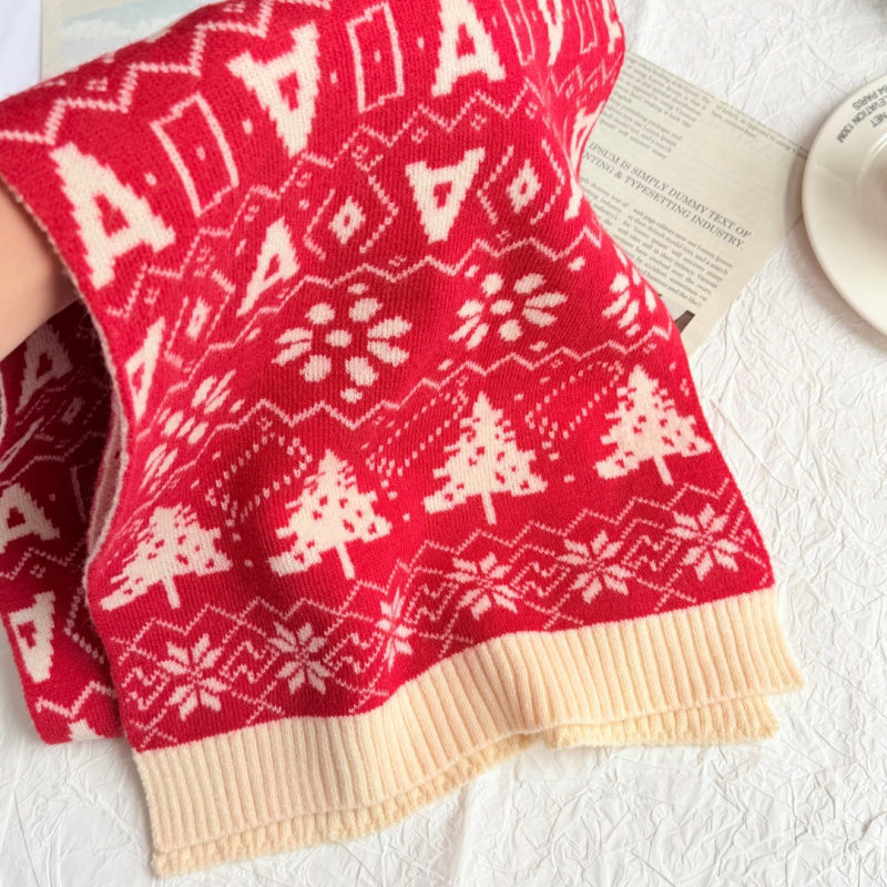 Božišni pleteni šal za žene, dvostrani, warp-knit tkanje, materijal: imitacija kašmira i poliester, uzorak snježne pahulje, sladak, princes stil
