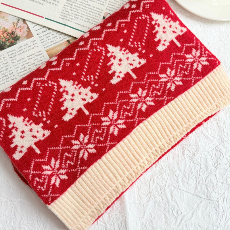 Božišni pleteni šal za žene, dvostrani, warp-knit tkanje, materijal: imitacija kašmira i poliester, uzorak snježne pahulje, sladak, princes stil