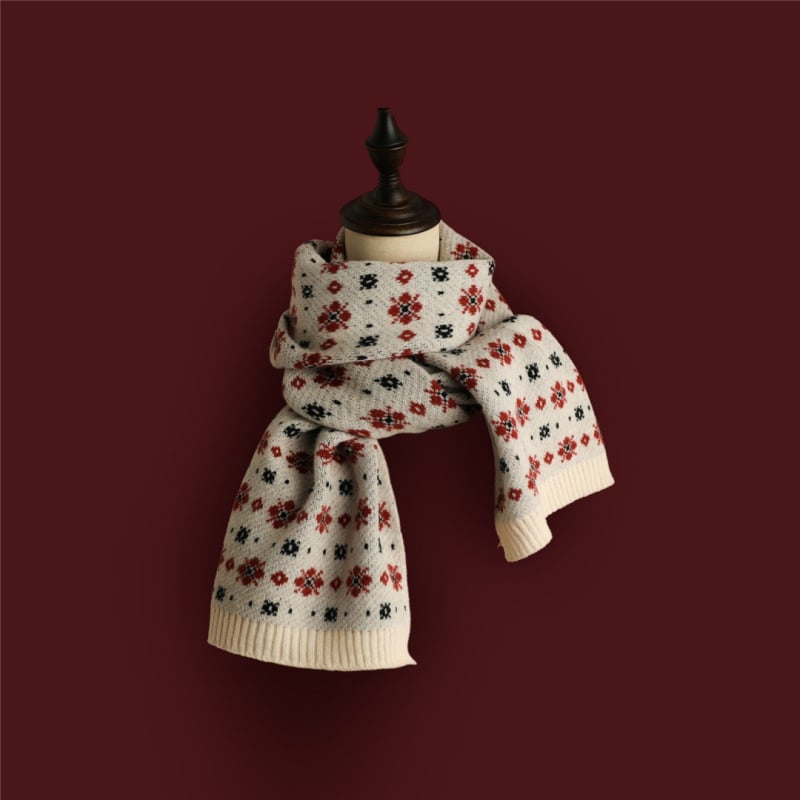 Božišni pleteni šal za žene, dvostrani, warp-knit tkanje, materijal: imitacija kašmira i poliester, uzorak snježne pahulje, sladak, princes stil