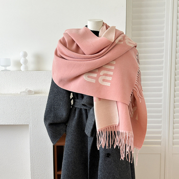 Женски шал от имитационен кашмир, warp-knit плат, топъл зимен аксесоар, полиестер