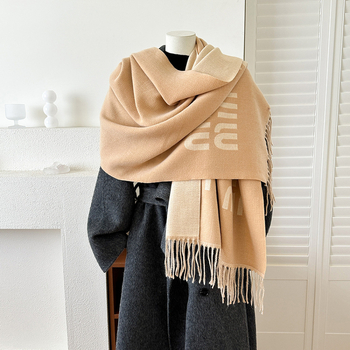 Женски шал от имитационен кашмир, warp-knit плат, топъл зимен аксесоар, полиестер
