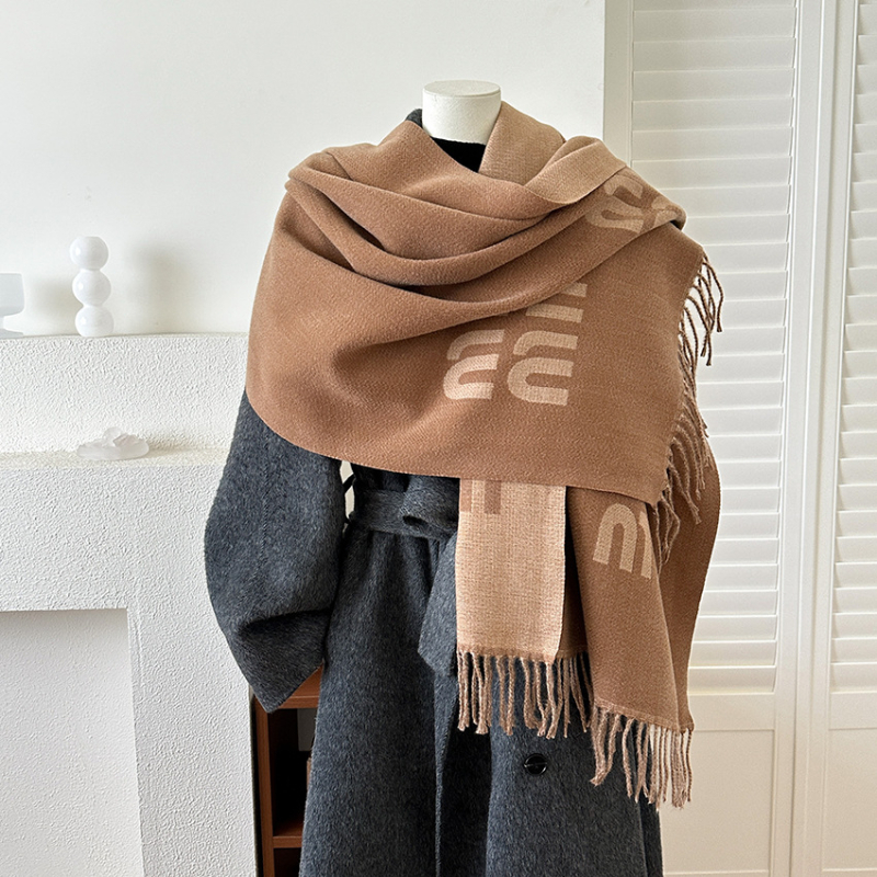 Женски шал от имитационен кашмир, warp-knit плат, топъл зимен аксесоар, полиестер