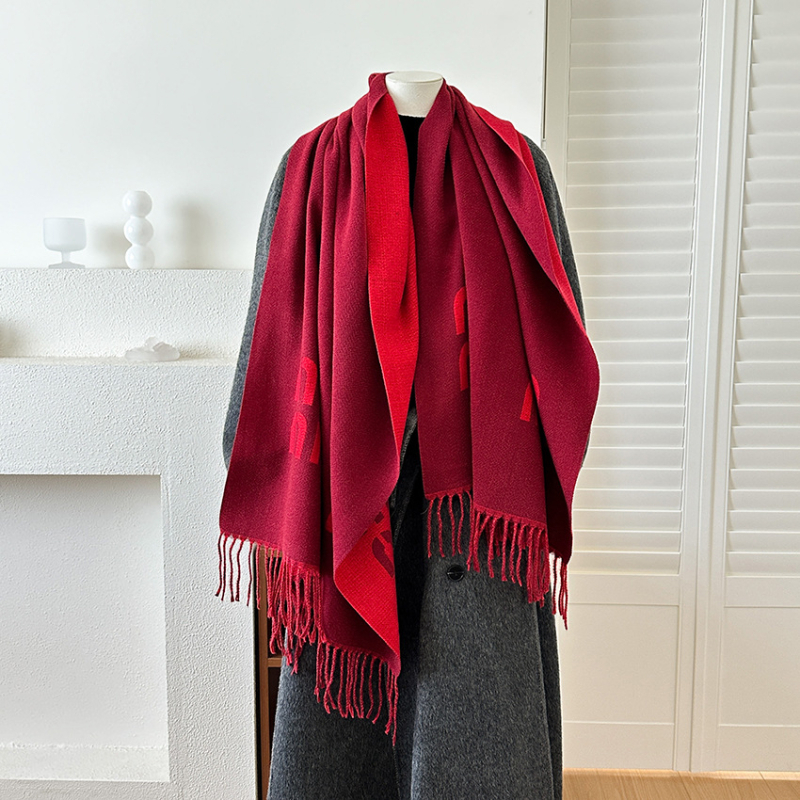Женски шал от имитационен кашмир, warp-knit плат, топъл зимен аксесоар, полиестер