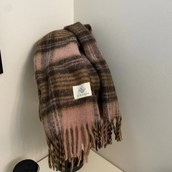Ženski karirani šal - warp knitting, jacquard, održava toplinu, zima (polyester 71–80%)