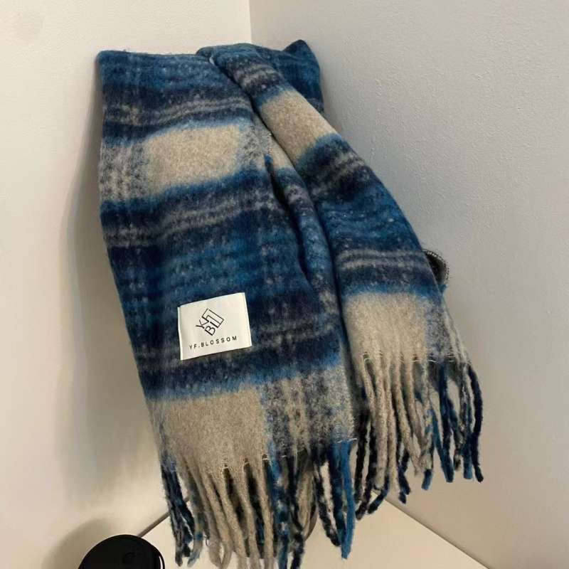 Ženski karirani šal - warp knitting, jacquard, održava toplinu, zima (polyester 71–80%)