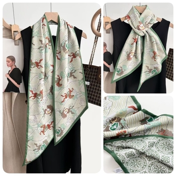 Poliesterski šal - dijagonalni dizajn, vintage etničkog stila (Tkanje: Twill • Funkcije: termička zaštita, zaštita od sunca, zaštita od prašine • Materijal: 100% poliester • Sezona: proljeće i jesen • Sr258512010)