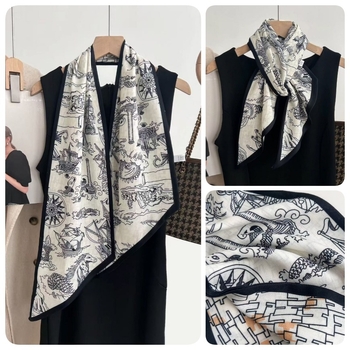 Poliesterski šal - dijagonalni dizajn, vintage etničkog stila (Tkanje: Twill • Funkcije: termička zaštita, zaštita od sunca, zaštita od prašine • Materijal: 100% poliester • Sezona: proljeće i jesen • Sr258512010)