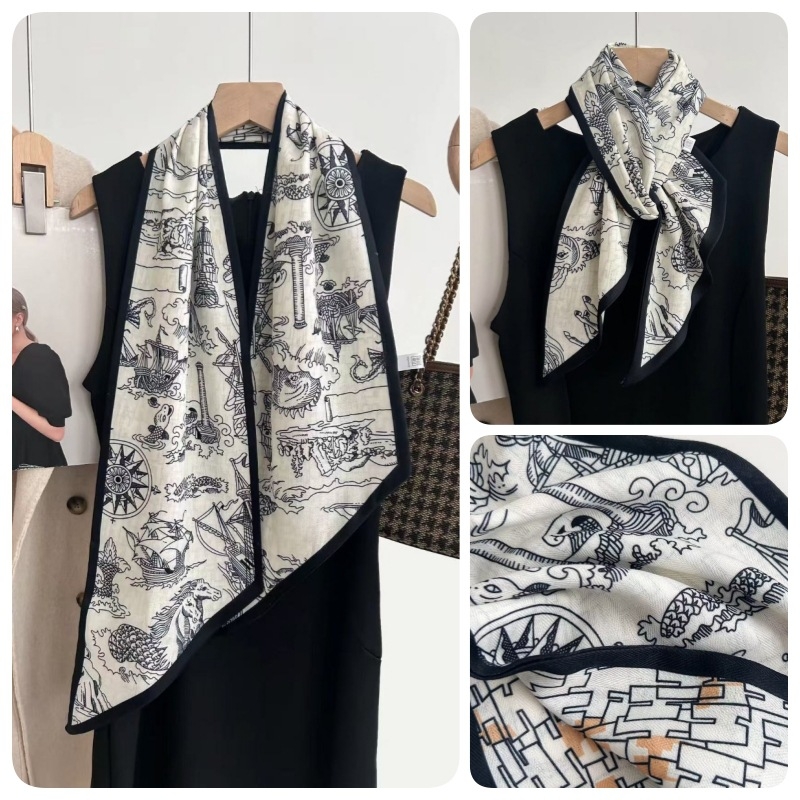 Poliesterski šal - dijagonalni dizajn, vintage etničkog stila (Tkanje: Twill • Funkcije: termička zaštita, zaštita od sunca, zaštita od prašine • Materijal: 100% poliester • Sezona: proljeće i jesen • Sr258512010)