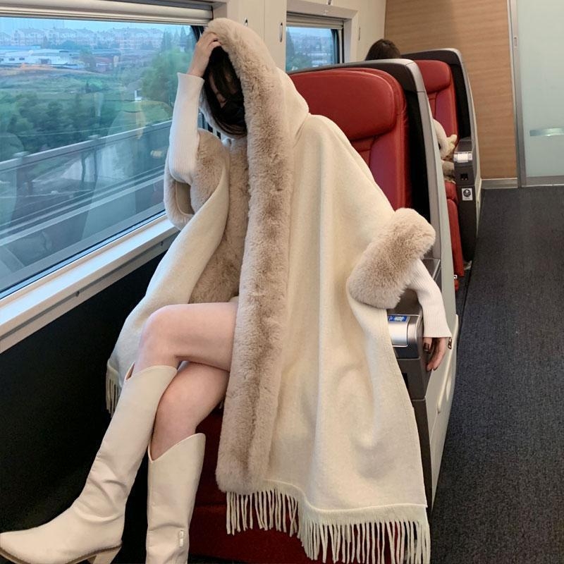 Ženska kapuljača od pliša s kariranim uzorkom, toplo od poliestera, elegantan stil