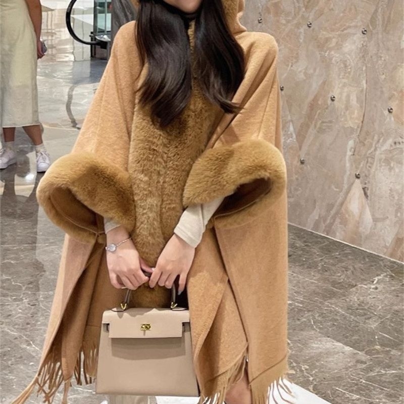 Ženska kapuljača od pliša s kariranim uzorkom, toplo od poliestera, elegantan stil