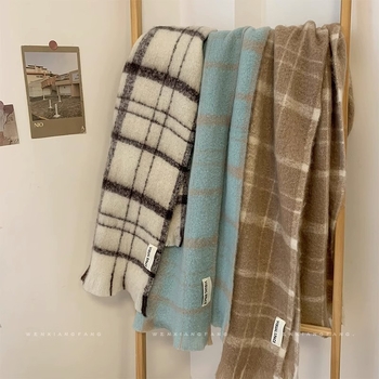 Mohair šal, korejski stil, glatko pletenje, topao zimski dodatak, originalni dizajn