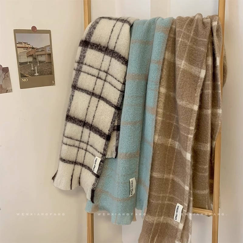 Mohair šal, korejski stil, glatko pletenje, topao zimski dodatak, originalni dizajn