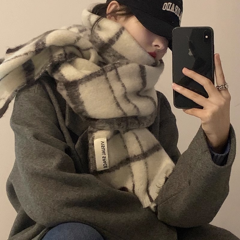 Mohair šal, korejski stil, glatko pletenje, topao zimski dodatak, originalni dizajn
