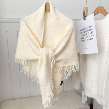 Триъгълен шал от вълнена смес, плетен, зимен аксесоар, запазва топлината, уличен стил