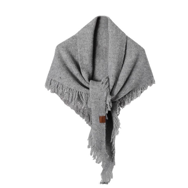 Триъгълен шал от вълнена смес, плетен, зимен аксесоар, запазва топлината, уличен стил