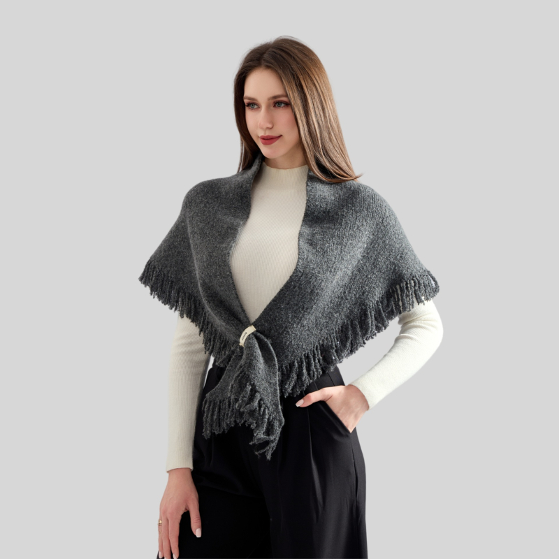 Триъгълен шал от вълнена смес, плетен, зимен аксесоар, запазва топлината, уличен стил