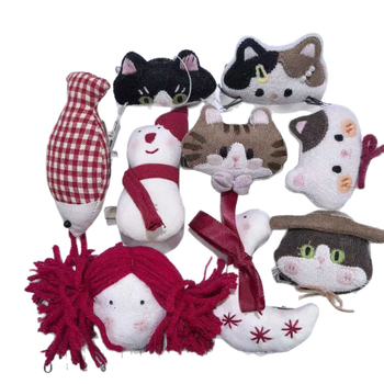 Broš za odjeću – ručno izrađeni, mješavina materijala, motiv mačice i djevojčice, korejski stil, dvostruka upotreba