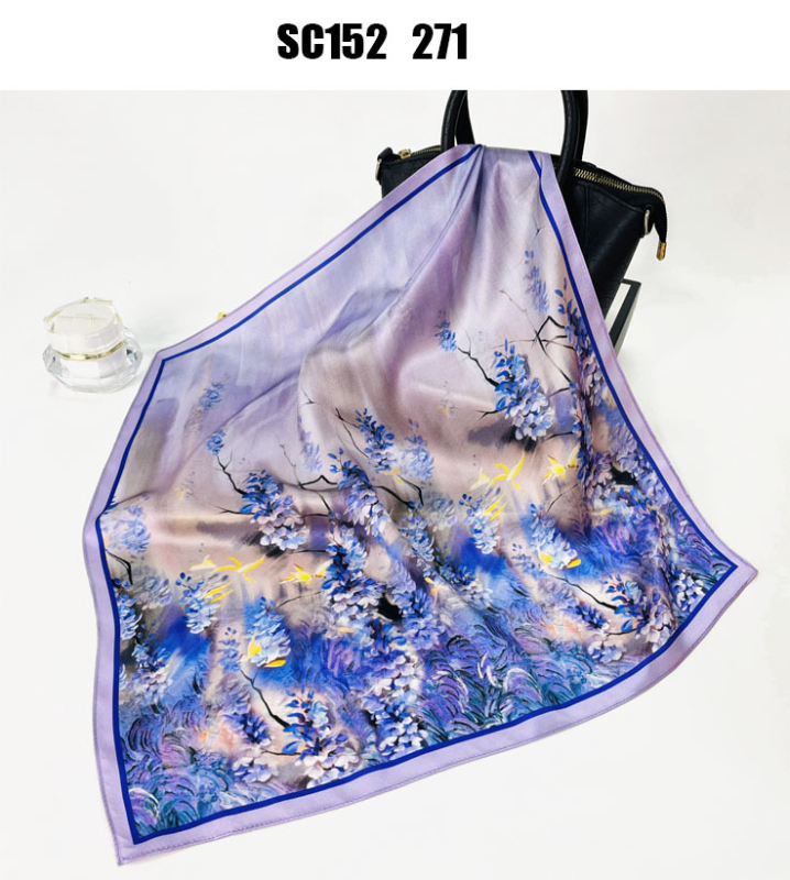 Ženski kvadratni šal od svile, jesenji stil, jednostavno pletenje, 96% svila, floralni otisak