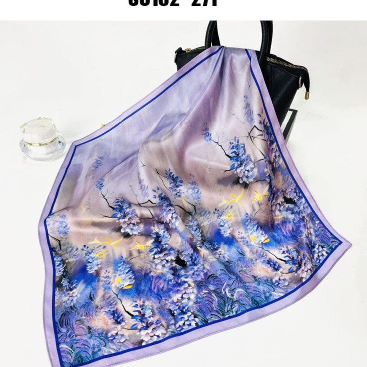 Ženski kvadratni šal od svile, jesenji stil, jednostavno pletenje, 96% svila, floralni otisak