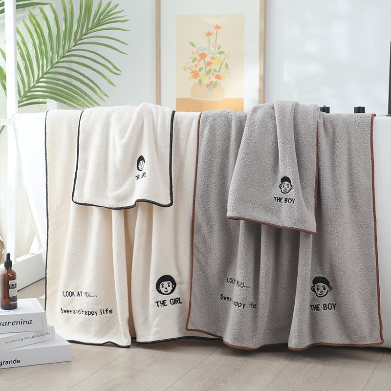 Комплект кърпи за баня за двойки – коралов флийс, 150D, плоско тъкане, 300–400 g, персонализирана обработка, за домашно ползване